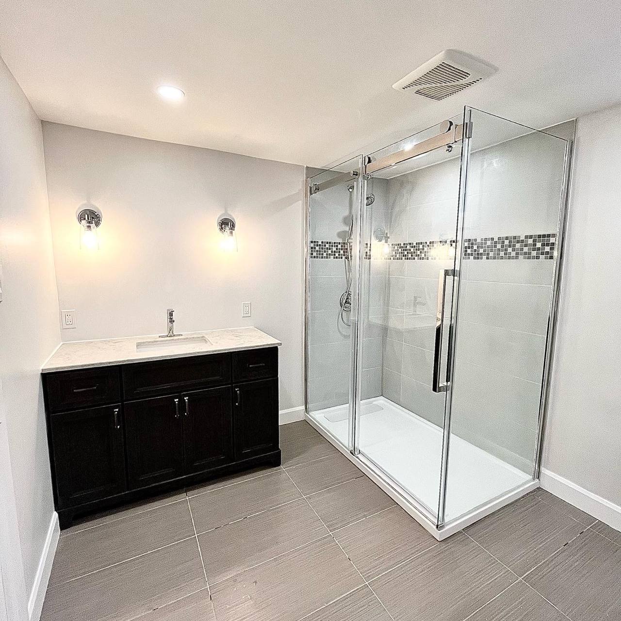 Large Glass Shower and Vanity